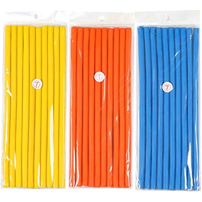 Ms Aloe 3Pack Flexible Twist-Flex Spiral Hair Curlers - Soft Foam No Heat Rollers for Long, Medium, Short Hair (Diameter 0.8cm, 30 Rods) - Image 1